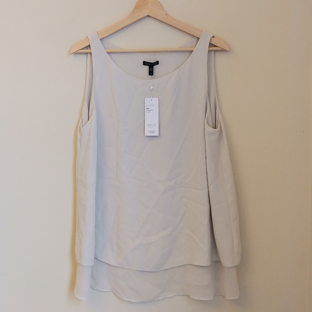 NEW Eileen Fisher System Silk Georgette Crepe Tank